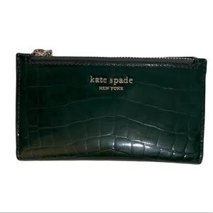 Kate Spade Sylvia Croc Embossed Small Slim Wallet